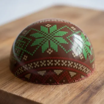 Forma Decorativa Blister Bola de Natal de Chocolate 7cm - Laços e Mosaico 8 cav - Stalden A