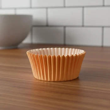 Forminha Cupcake Mago sobre a bancada - Laranja