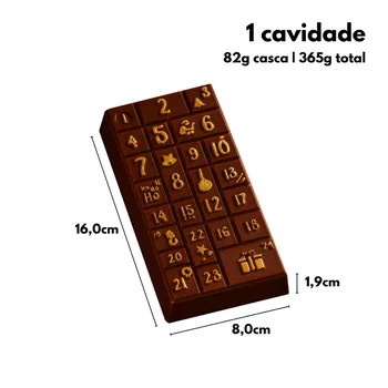 Forma de Chocolate Tablete/Barra Calendário Advento (365g) Acetato e Silicone - BWB (3)