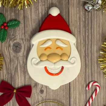 Forma de Chocolate Tablete Barra Rosto Papai Noel 3 250g Acetato e Silicone - BWB