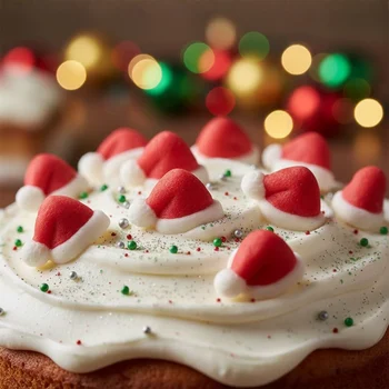 Enfeite de Natal em Açúcar Gorro Papai Noel (6uni) - Abelha Confeiteira