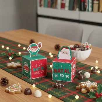 Caixa Natal Pop Up Fábrica do Noel 7x7cm (10uni) - Cromus