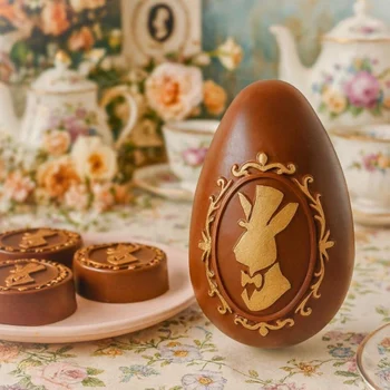 Forma de Chocolate Ovo de Páscoa Clássico do Coelho (250g) Acetato e Silicone - BWB (4)