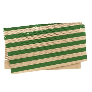 Papel Kraft Colméia Listrado Verde e Kraft 50x50cm (10uni) - Cromus