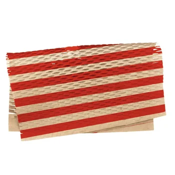 Papel Kraft Colméia Listrado Vermelho e Kraft 50x50cm (10uni) - Cromus