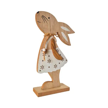 Enfeite Decorativo de Madeira Coelhinha Menina (20cm) - Cromus