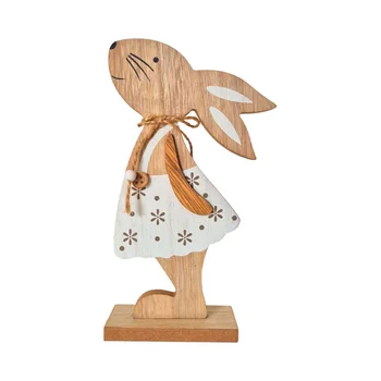 Enfeite Decorativo de Madeira Coelhinha Menina (20cm) - Cromus