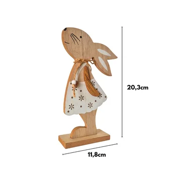 Enfeite Decorativo de Madeira Coelhinha Menina (20cm) - Cromus