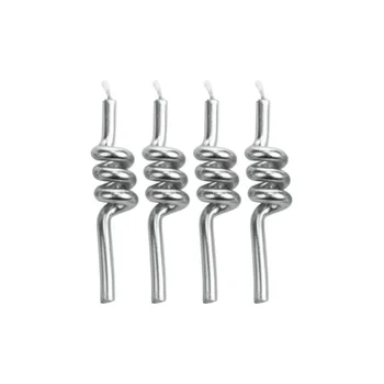 Vela Tubo Prateada 8cm (4uni) - Silver Chef