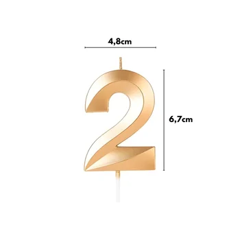 Vela Design Dourada Número 2 (6,7cm) - Silver Chef (2)