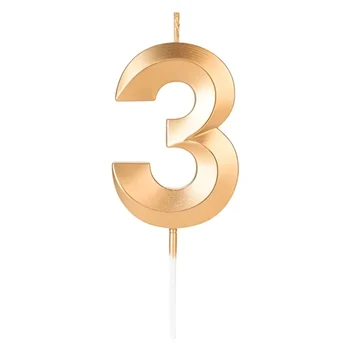 Vela Design Dourada Número 3 (6,7cm) - Silver Chef