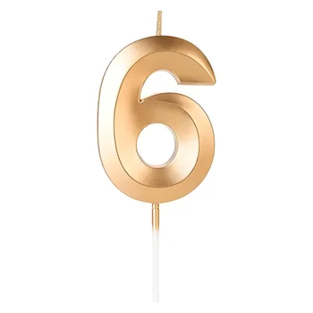 Vela Design Dourada Número 6 (6,7cm) - Silver Chef