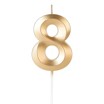 Vela Design Dourada Número 8 (6,7cm) - Silver Chef