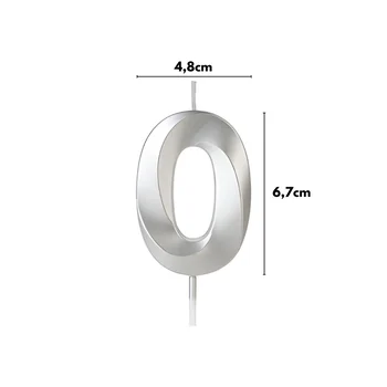 Vela Design Prateada Número 0 (6,7cm) - Silver Chef (2)