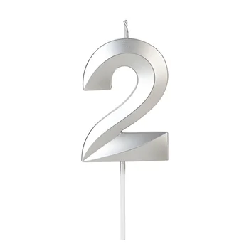 Vela Design Prateada Número 2 (6,7cm) - Silver Chef