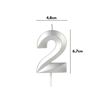 Vela Design Prateada Número 2 (6,7cm) - Silver Chef (2)