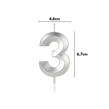 Vela Design Prateada Número 3 (6,7cm) - Silver Chef (2)