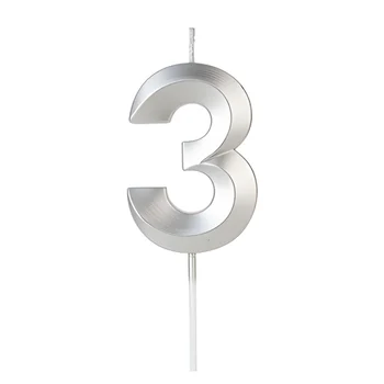 Vela Design Prateada Número 3 (6,7cm) - Silver Chef