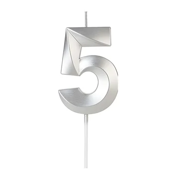 Vela Design Prateada Número 5 (6,7cm) - Silver Chef