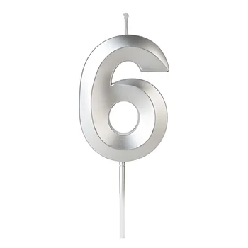 Vela Design Prateada Número 6 (6,7cm) - Silver Chef