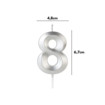 Vela Design Prateada Número 8 (6,7cm) - Silver Chef (2)