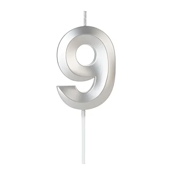 Vela Design Prateada Número 9 (6,7cm) - Silver Chef