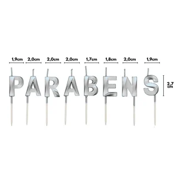 Vela Design Parabéns Prata (8uni) - Silver Chef (2)