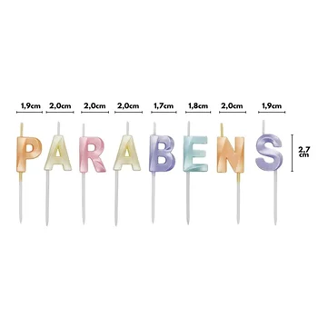 Vela Design Parabéns Candy Color (8uni) - Silver Chef (2)