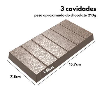 Forma de Chocolate em Policarbonato Tablete/Barra Dubai Arabesco (210g) - Brunner (3)