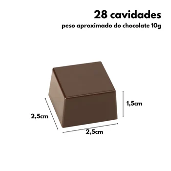 Forma de Chocolate em Policarbonato Bombom Quadrado 2,5cm (10g) - Brunner (3)