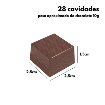 Forma de Chocolate em Policarbonato Bombom Quadrado Koani 2,5cm (10g) - Brunner (3)