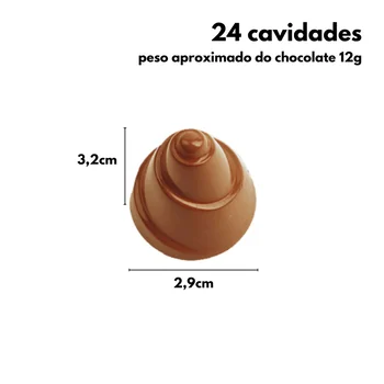 Forma de Chocolate em Policarbonato Bombom Pão de Açúcar (12g) - Brunner