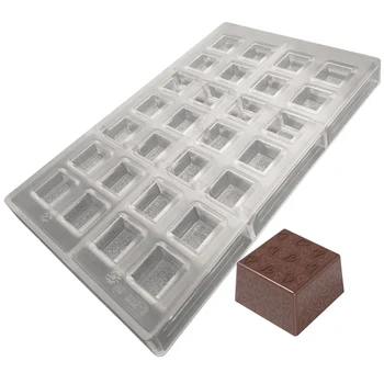 Forma de Chocolate em Policarbonato Bombom Quadrado Textura Valena Corações 2,5cm (10g) - Brunner