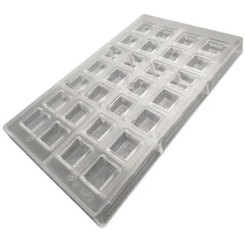 Forma de Chocolate em Policarbonato Bombom Quadrado Textura Valena Corações 2,5cm (10g) - Brunner (3)