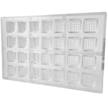 Forma de Chocolate em Policarbonato Bombom Quadrado Textura Manila Lapidado 2,5cm (10g) - Brunner