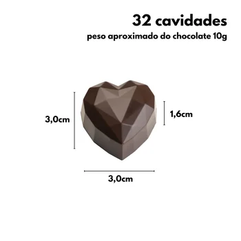 Forma de Chocolate em Policarbonato Bombom Coração Lapidado (10g) - Brunner (3)