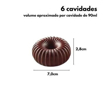 Forma de Mono Porção e Entremet em Silicone Donut Frisada (90ml) - Brothers (2)