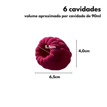 Forma de Mono Porção e Entremet em Silicone Framboesa (90ml) - Brothers (2)