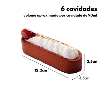 Forma de Mono Porção e Entremet em Silicone Eclair Baixa (90ml) - Brothers (2)