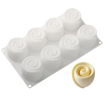 Forma de Mono Porção e Entremet em Silicone Rosas (140ml) - Brothers (1)