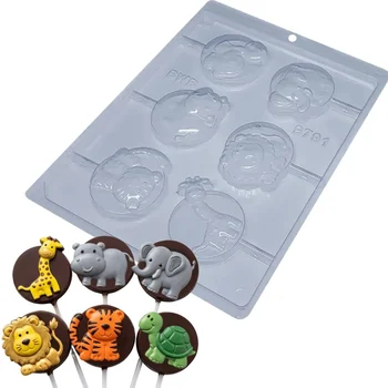 Forma de Chocolate Pirulito Animais da Selva (10 uni) em Acetato - BWB (1)