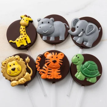 Forma de Chocolate Pirulito Animais da Selva (10 uni) em Acetato - BWB (6)