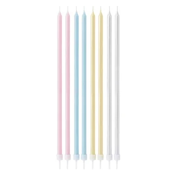 Vela Palito Grande Candy Color Metalizada 18cm (8uni) - Silver Chef