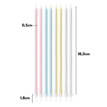 Vela Palito Grande Candy Color Metalizada 18cm (8uni) - Silver Chef (2)