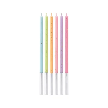 Vela Palitinho Grande Arco-Íris Glitter 14cm (6uni) - Silver Chef