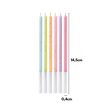 Vela Palitinho Grande Arco-Íris Glitter 14cm (6uni) - Silver Chef (2)