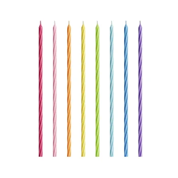 Vela Palitinho Grande Listrada Colorida 14cm (8uni) - Silver Festas