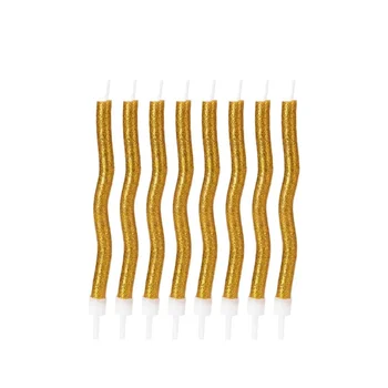 Vela Palito Espiral Glitter Dourada 8cm (8uni) - Silver Chef
