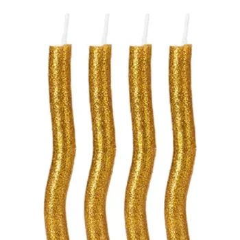Vela Palito Espiral Glitter Dourada 8cm (8uni) - Silver Chef (2)