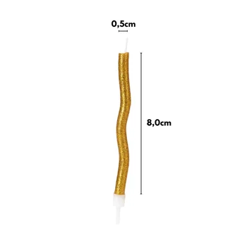 Vela Palito Espiral Glitter Dourada 8cm (8uni) - Silver Chef (3)